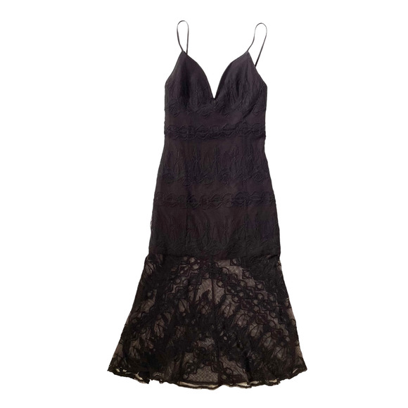 FREE PEOPLE In Love with this City Mesh Lace Overlay Midi Dress - Black - Size 6 - Picture 4 of 9